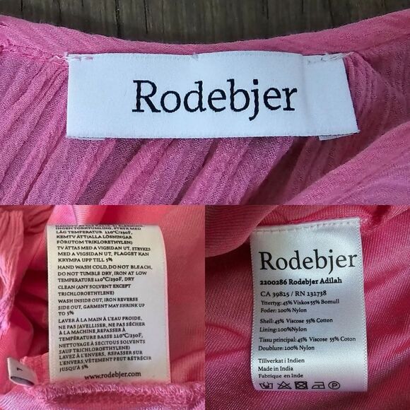 Rodebjer Adilah Ruched Long Balloon Sleeve Mini Dress in Moroccan Rose Pink - Picture 14 of 15